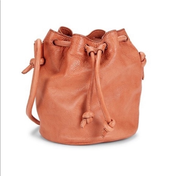 Frye Nora Knotted Leather Bucket Bag Apricot - Picture 2 of 12